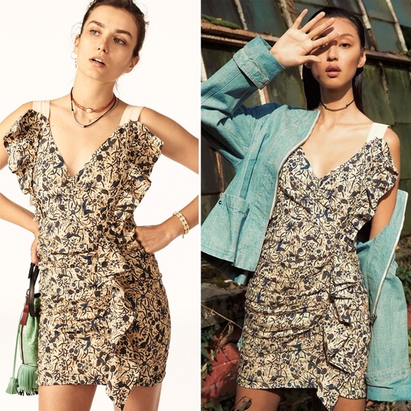 Isabel Marant Etoile Topaz Ruffled Printed Linen Mini Dress - Picture 4 of 16